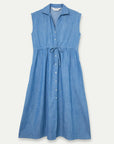 Cotton Chambray Dress in Light Blue