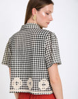 Gingham Shirt with Embroidery