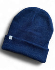 Cuffed Knit Beanie Navy Blue Metalic