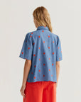 Chambray Cotton Shirt with Embroidered Hearts