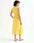 Cotton Midi Dress in Yellow