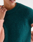 Dark Green and Coral Two Tone Knit Sweater