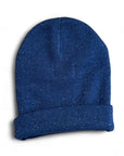 Cuffed Knit Beanie Navy Blue Metalic