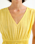 Cotton Midi Dress in Yellow