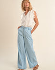 Cotton Trousers Wide Fit in Light Blue