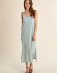 Long Straight Lyocell Dress with Double Straps