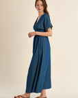 Elegant Long Dress with Pleated Detail