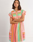 Short Sleeve Dress with Multicoloured Print