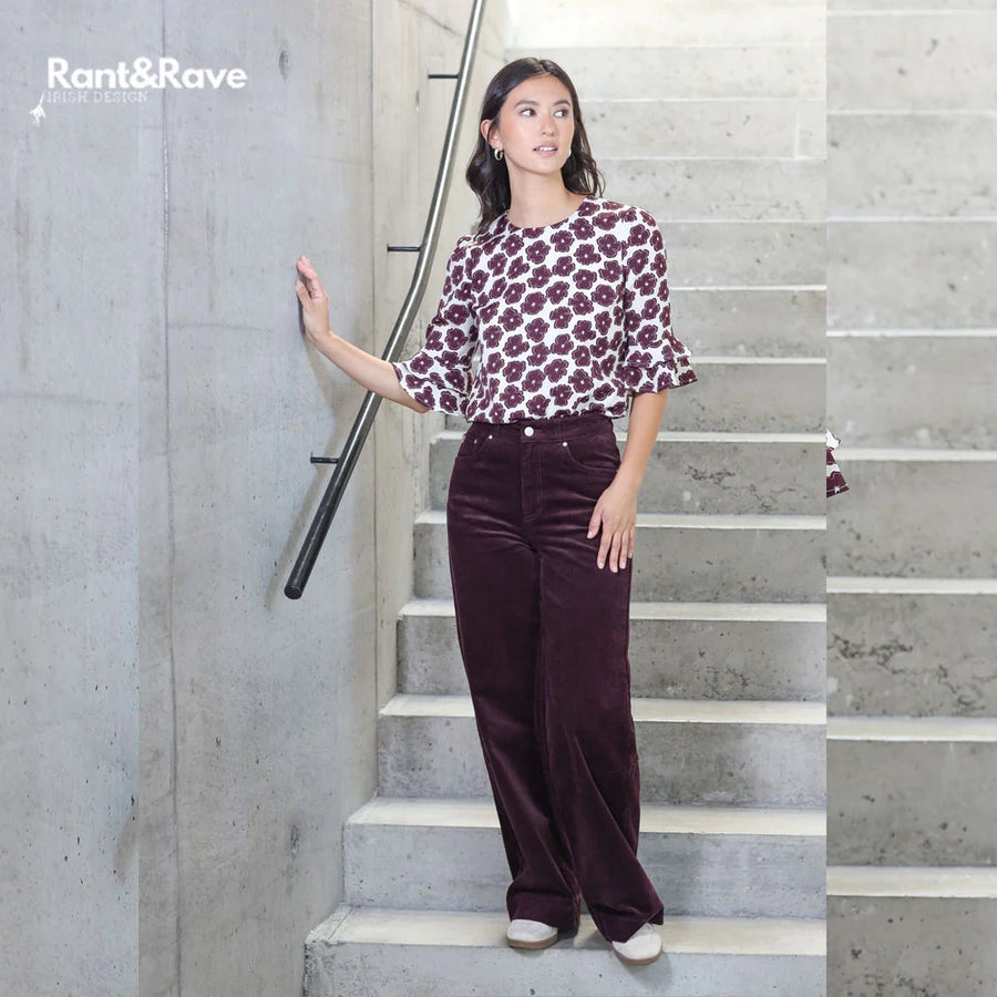 Jacinda Wide Leg Cord in Plum