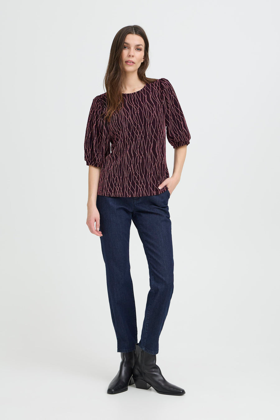 Thea Blouse in Dark Rose