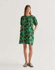 Short Dress with Palm Tree Print