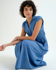 Cotton Chambray Dress in Light Blue