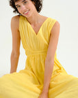 Cotton Midi Dress in Yellow