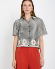 Gingham Shirt with Embroidery