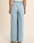 Cotton Trousers Wide Fit in Light Blue
