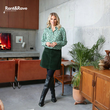 Ora Cord Skirt in Forest Green