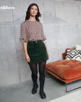Ora Cord Skirt in Forest Green