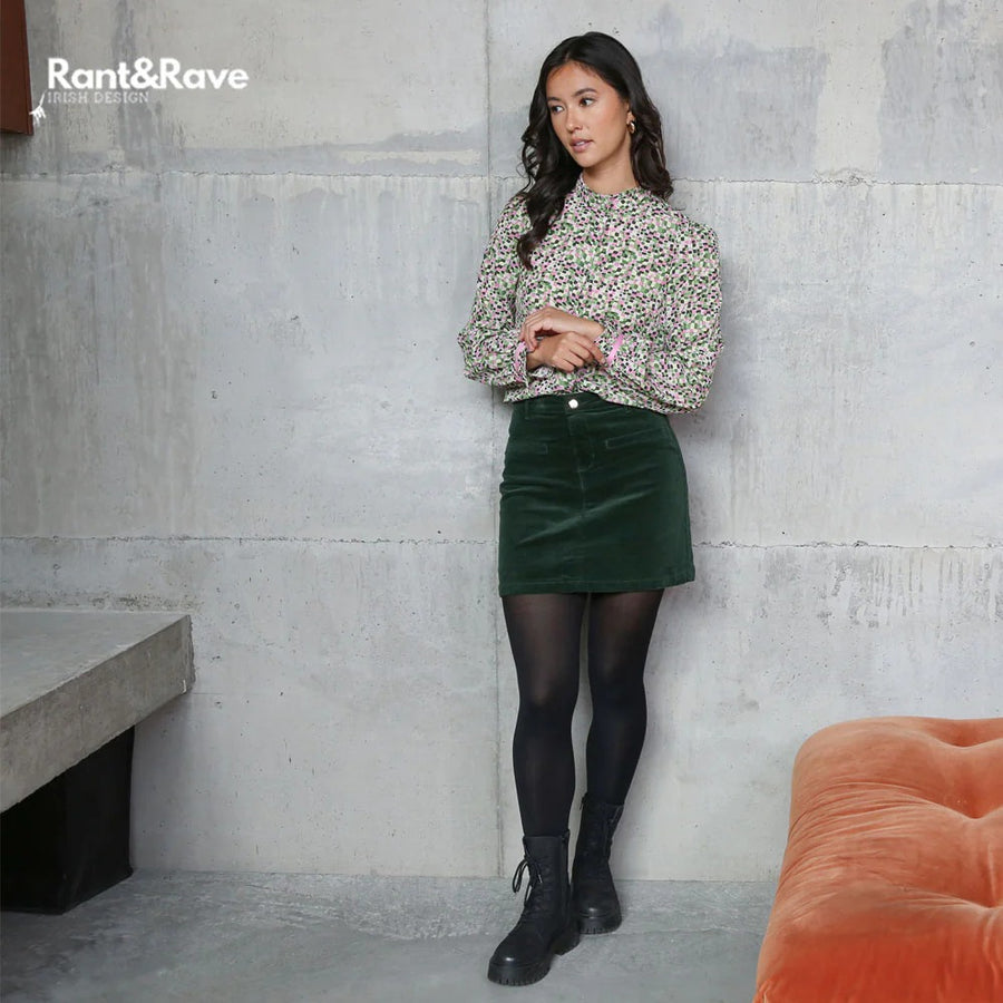 Ora Cord Skirt in Forest Green