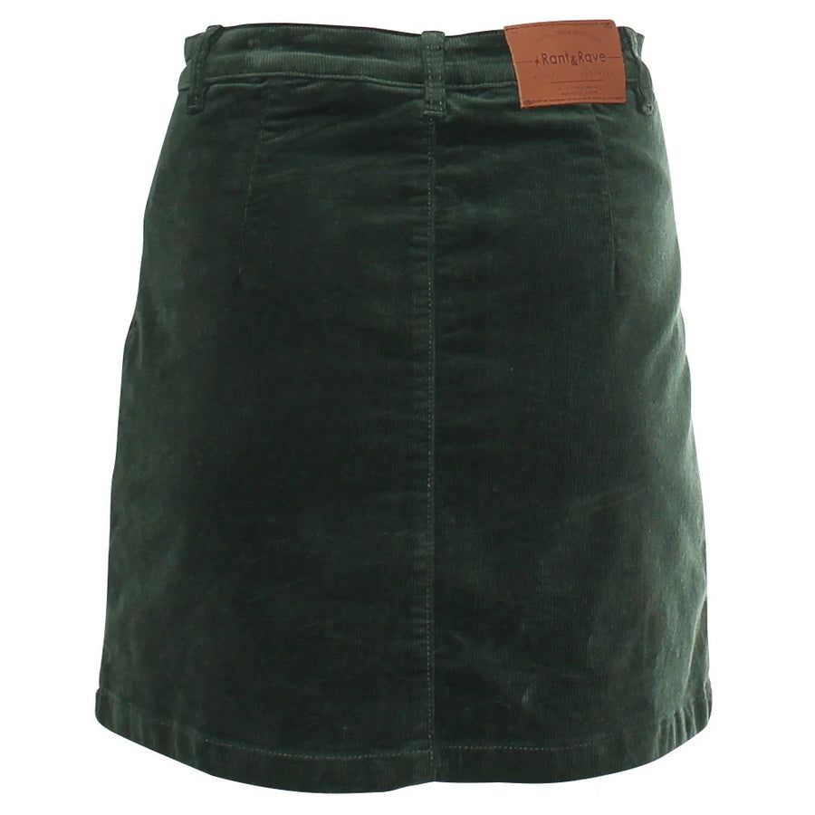 Ora Cord Skirt in Forest Green
