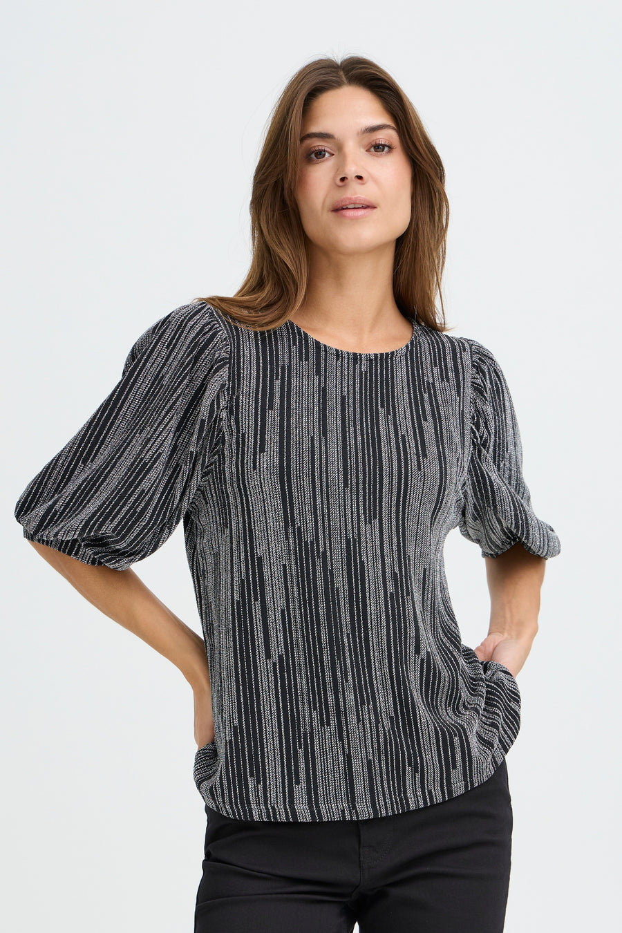 Thea Blouse in Silver Glitter