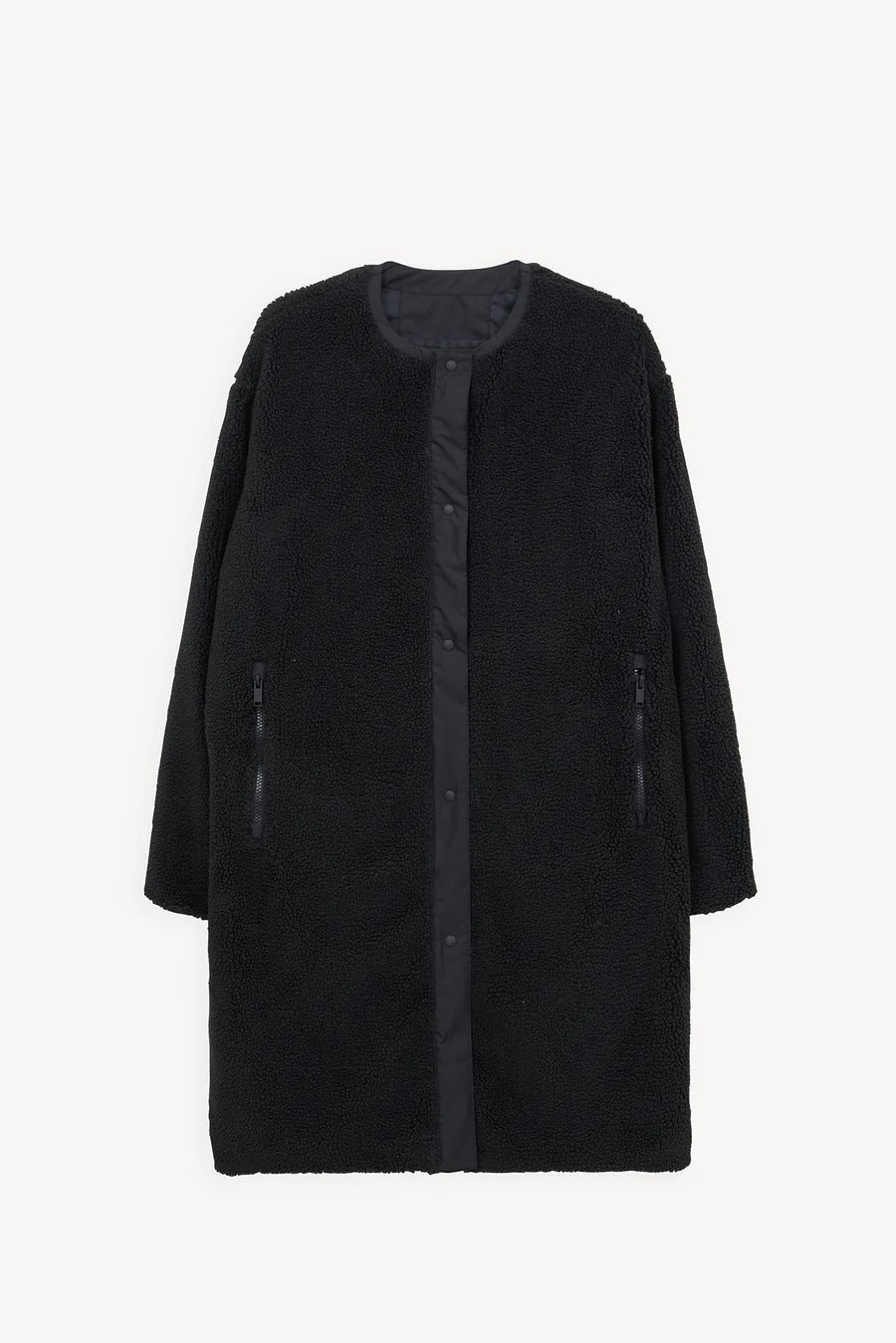 Divorta Long Sherpa Jacket in Black