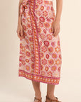 Long Printed Wrap Skirt