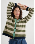 Pinwell Striped Cardigan in Bright Shape Light Olive Mix