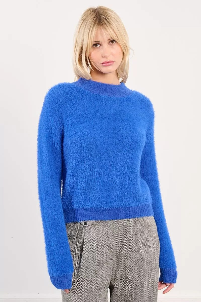 Fluffy Sweater in Royal Blue