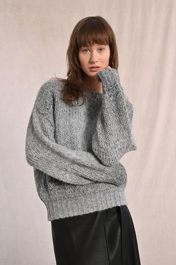 Gradient Knit Sweater in Grey
