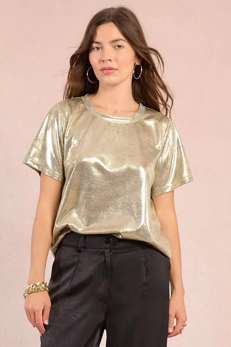 Iridescent Tee in Light Gold