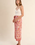 Long Printed Wrap Skirt