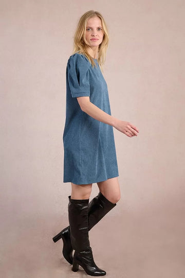 Chord Shift Dress in Denim Colour
