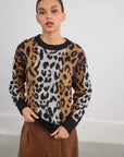 Striped and Leopard Knit Sweater