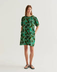 Short Dress with Palm Tree Print