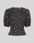 Nancy Top in Egret Flowers Pattern