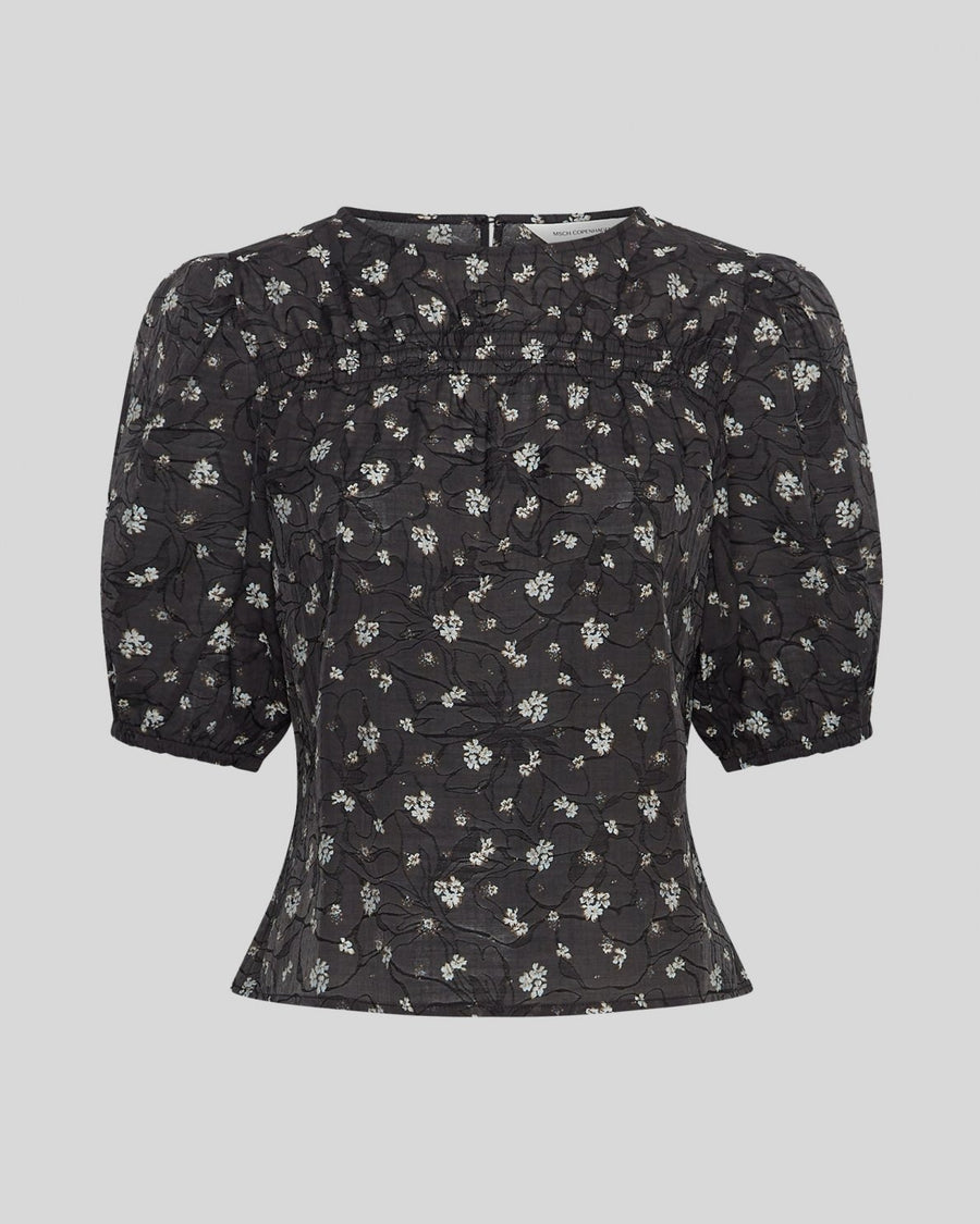 Nancy Top in Egret Flowers Pattern