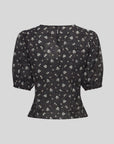 Nancy Top in Egret Flowers Pattern