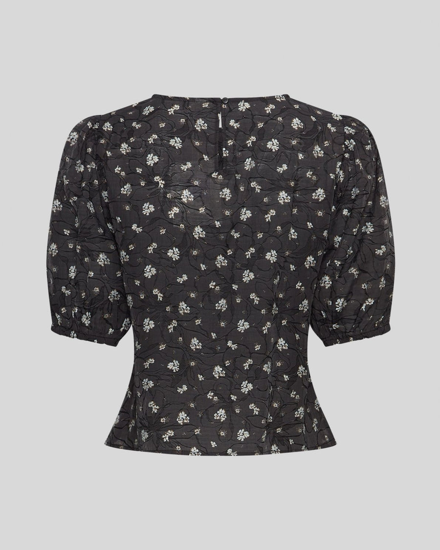 Nancy Top in Egret Flowers Pattern