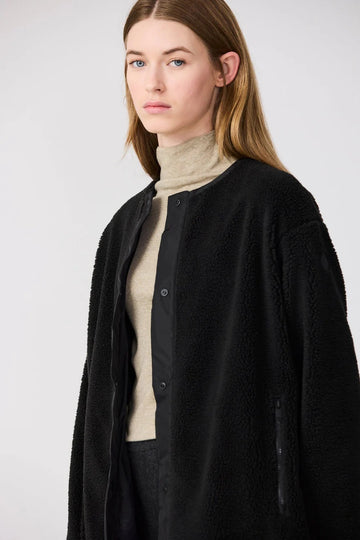 Divorta Long Sherpa Jacket in Black