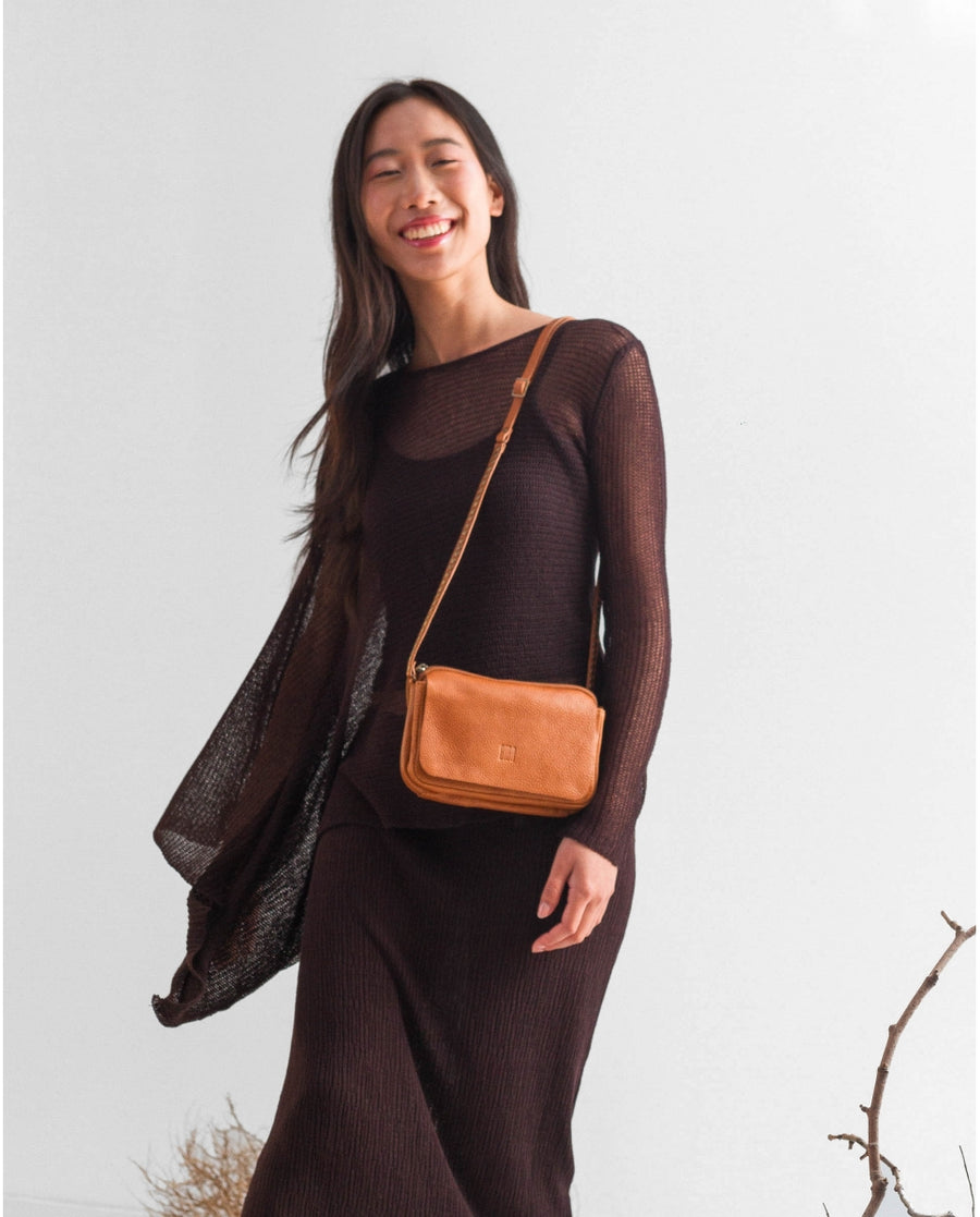 Leather Cross Bag BIBA Brewton in Tan