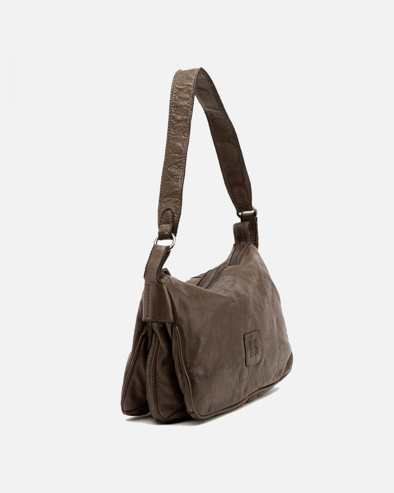 Leather Shoulder Bag BIBA Boston in Dark Brown