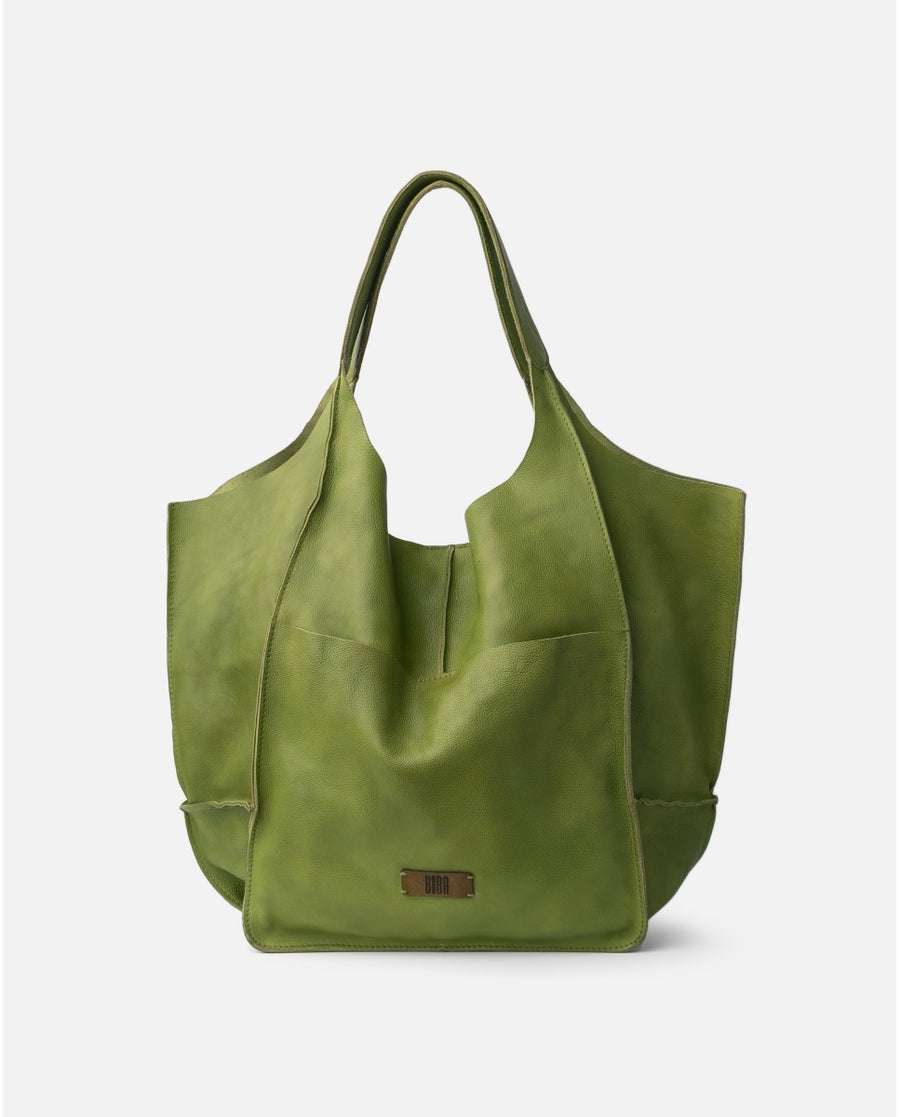 Leather Shoulder Bag BIBA Homer in Acid Green