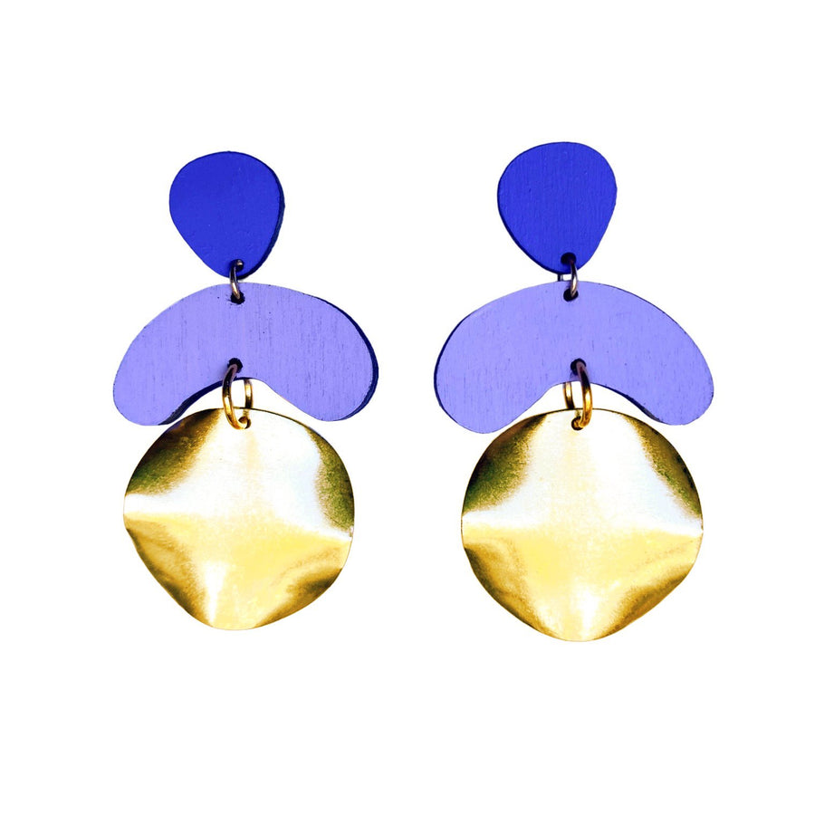 Megadrop Earrings in Lilac and Cobalt Blue