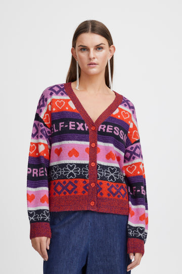 Eden Cardigan in Multicoloured Pink & Purple