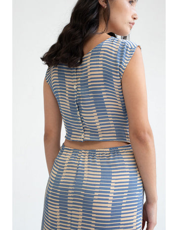 Narai Dress in Blue Moving Lines