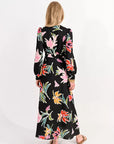 Wrap Dress in Black June Print