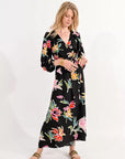 Wrap Dress in Black June Print