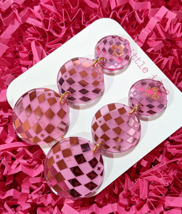 Disco Danglys in Pink Mirrored Disco Balls