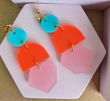 Ana Matronic Turquoise/ Neon Orange/ Dusky Pink