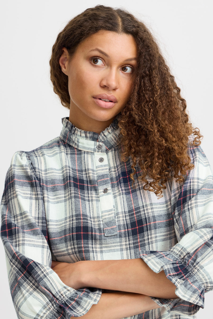 Evie Blouse in in Rose Check